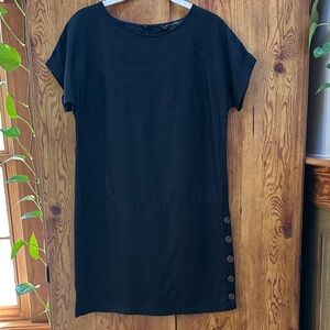 Banana Republic Black Shift Dress with Button Accents